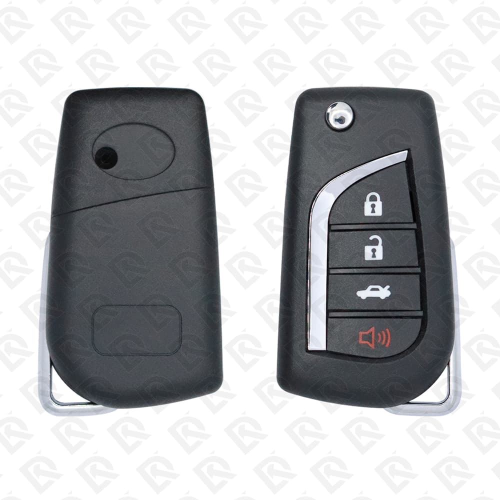 2018-2023 TOYOTA FLIP REMOTE KEY SHELL BIG BATTERY - 4BUTTON - AFTERMARKET