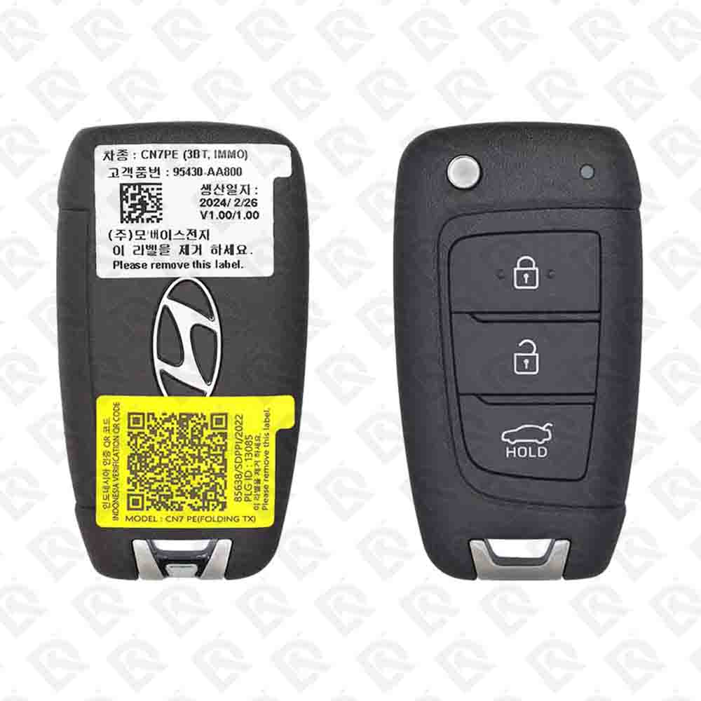 2023 - 2024 HYUNDAI ELANTRA FLIP REMOTE KEY - 3BUTTONS - 433MHZ - 95430-AA800 ORIGINAL
