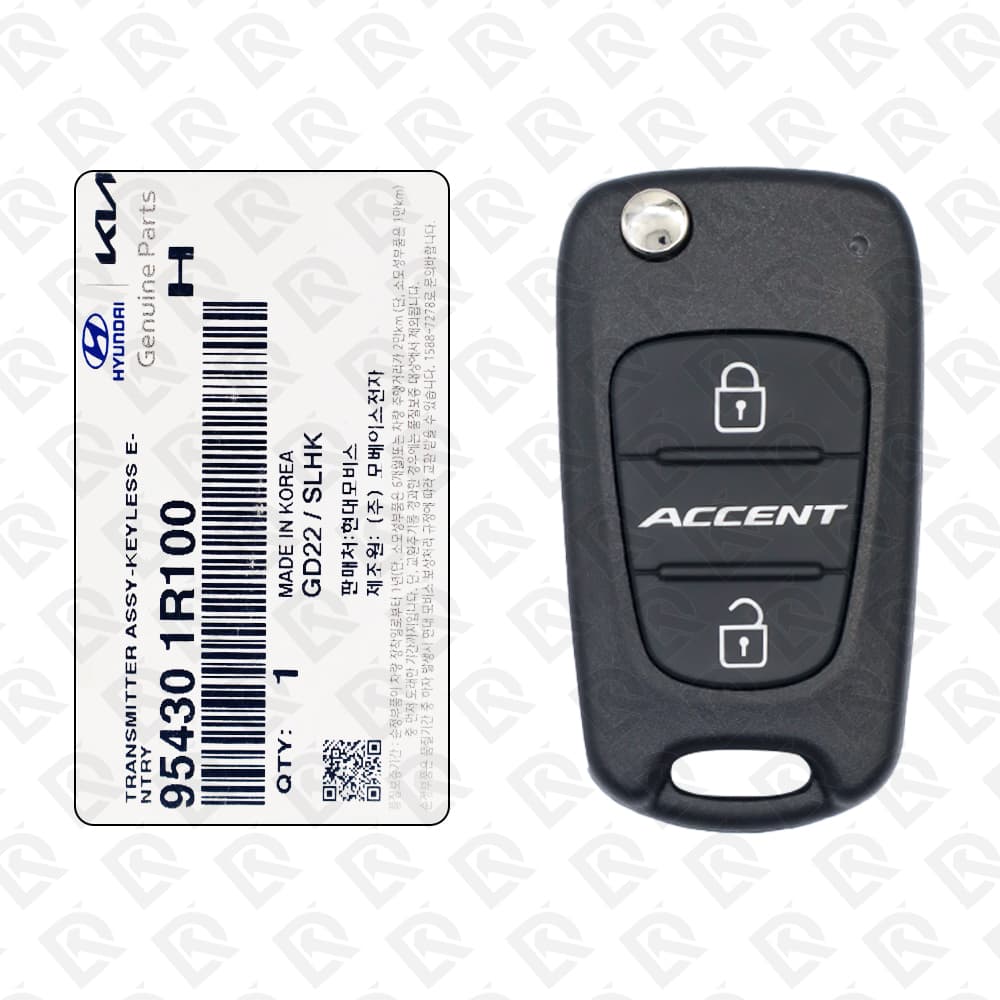2010 - 2012 HYUNDAI ACCENT REMOTE HEAD FLIP KEY - 2BUTTONS 433MHZ  95430-1R100 ORIGINAL