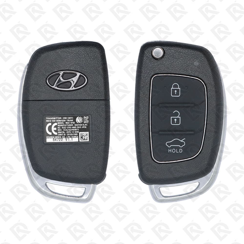 2013 - 2015 HYUNDAI ACCENT REMOTE HEAD FLIP KEY-3BUTTONS - 433 MHZ - 95430-1RAA1 ORIGINAL