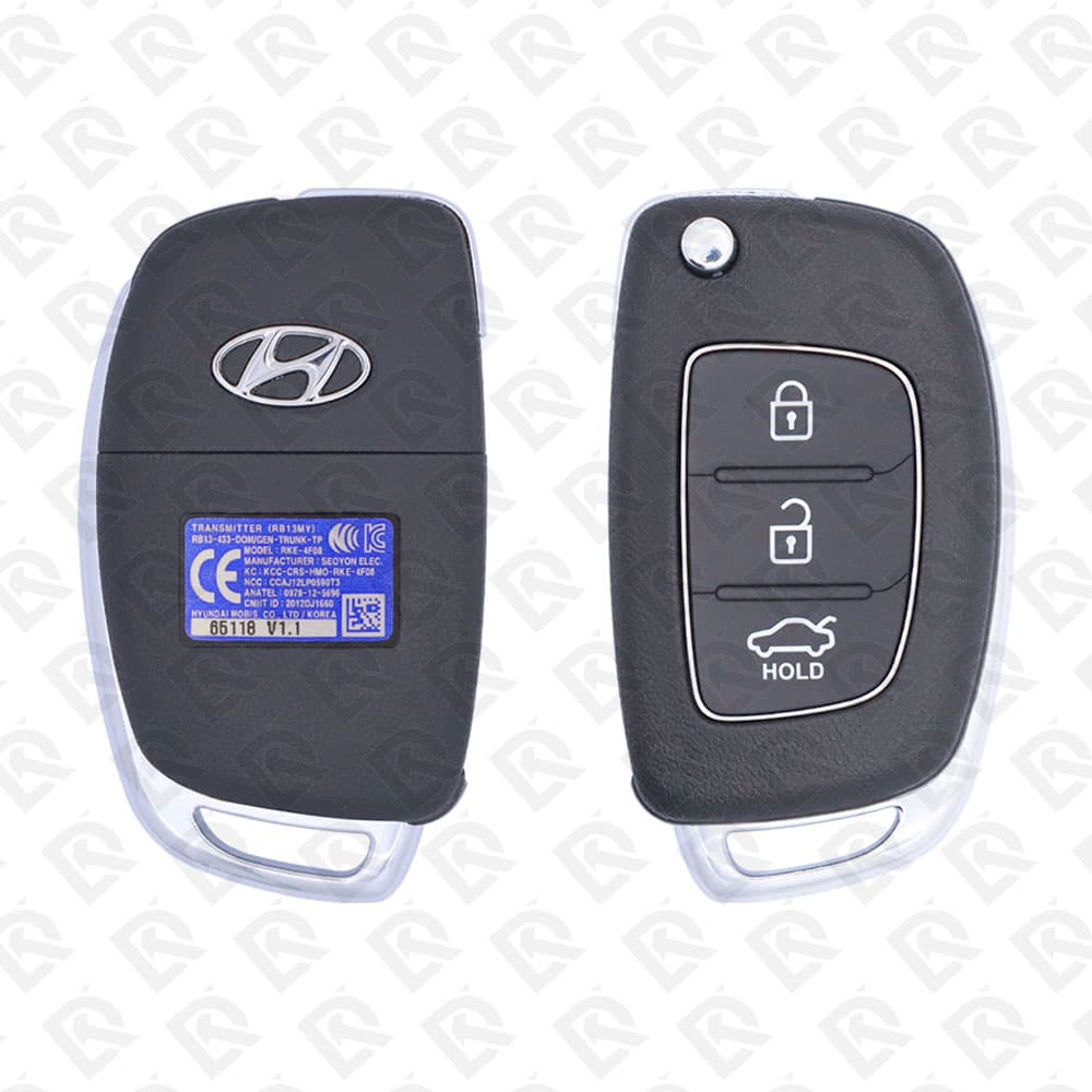 2013 - 2015 HYUNDAI ACCENT REMOTE HEAD FLIP KEY 3BUTTONS - 433 MHZ - 95430-1RAB1 ORIGINAL