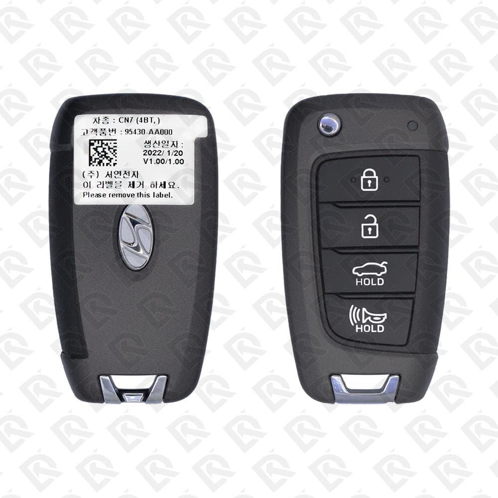 2021 - 2022 HYUNDAI ELANTRA REMOTE HEAD FLIP KEY - 4BUTTON - 433MHZ - 95430-AA000 ORIGINAL
