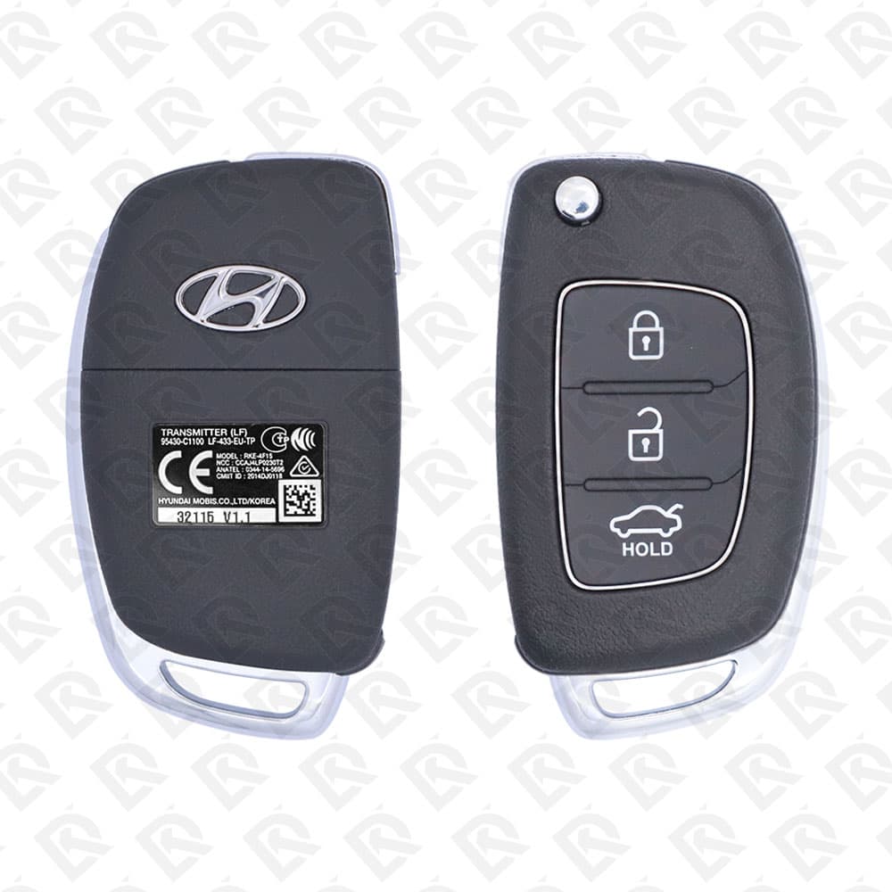 2015 - 2017 HYUNDAI SONATA REMOTE HEAD FLIP KEY - 3BUTTONS - 433MHZ - 95430-C1100 ORIGINAL