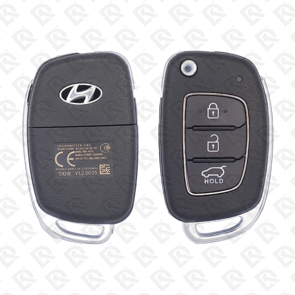 2014 - 2016 HYUNDAI I20 REMOTE HEAD FLIP KEY - 3BUTTONS - 434MHZ - 95430-C7600 ORIGINAL