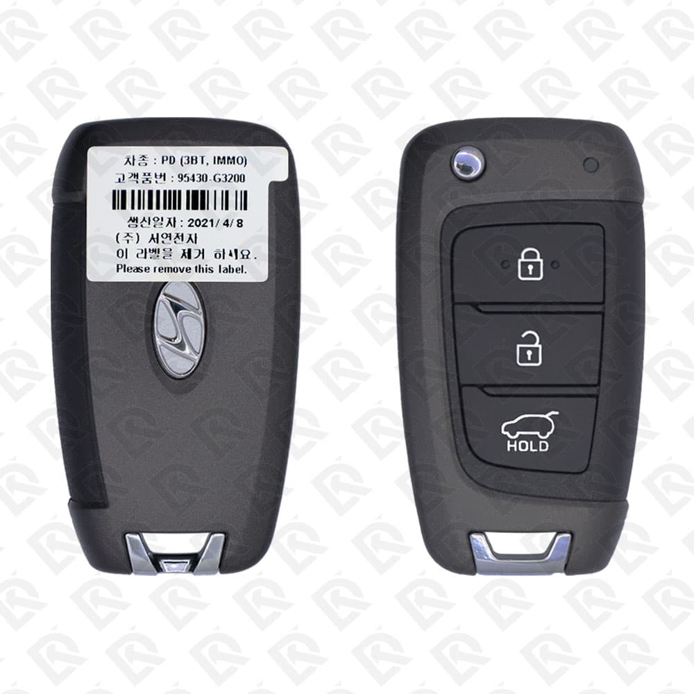 2017 - 2018 HYUNDAI I30 REMOTE FLIP KEY - 3BUTTONS - 434MHZ - 95430-G3200 ORIGINAL