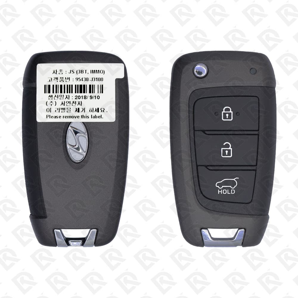 2018 - 2020 HYUNDAI VELOSTER REMOTE HEAD FLIP KEY - 3BUTTONS - 433MHZ - 95430-J3100 ORIGINAL