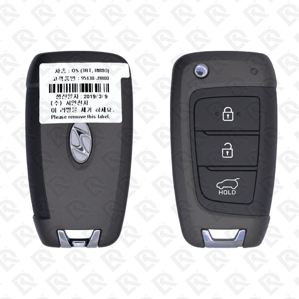 2018 - 2020 HYUNDAI KONA REMOTE HEAD FLIP KEY - 3BUTTONS - 433MHZ - 95430-J9800 ORIGINAL