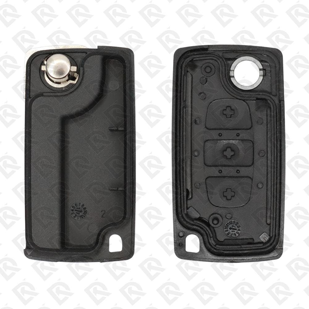 PEUGEOT CITROEN REMOTE FLIP KEY SHELL WITHOUT BATTERY SPACE 3BUTTONS HU83 BLADE - AFTERMARKET
