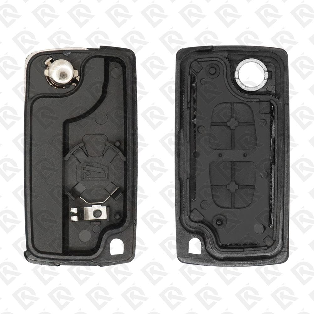 PEUGEOT CITROEN REMOTE FLIP KEY SHELL WITH BATTERY SPACE 2BUTTONS HU83 BLADE - AFTERMARKET