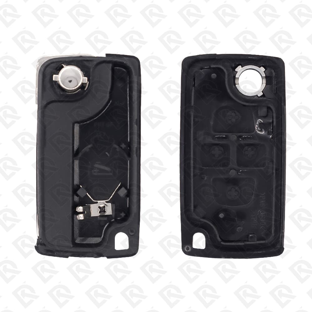 PEUGEOT CITROEN REMOTE HEAD FLIP KEY SHELL WITH BATTERY SPACE 4BUTTONS HU83 BLADE - AFTERMARKET