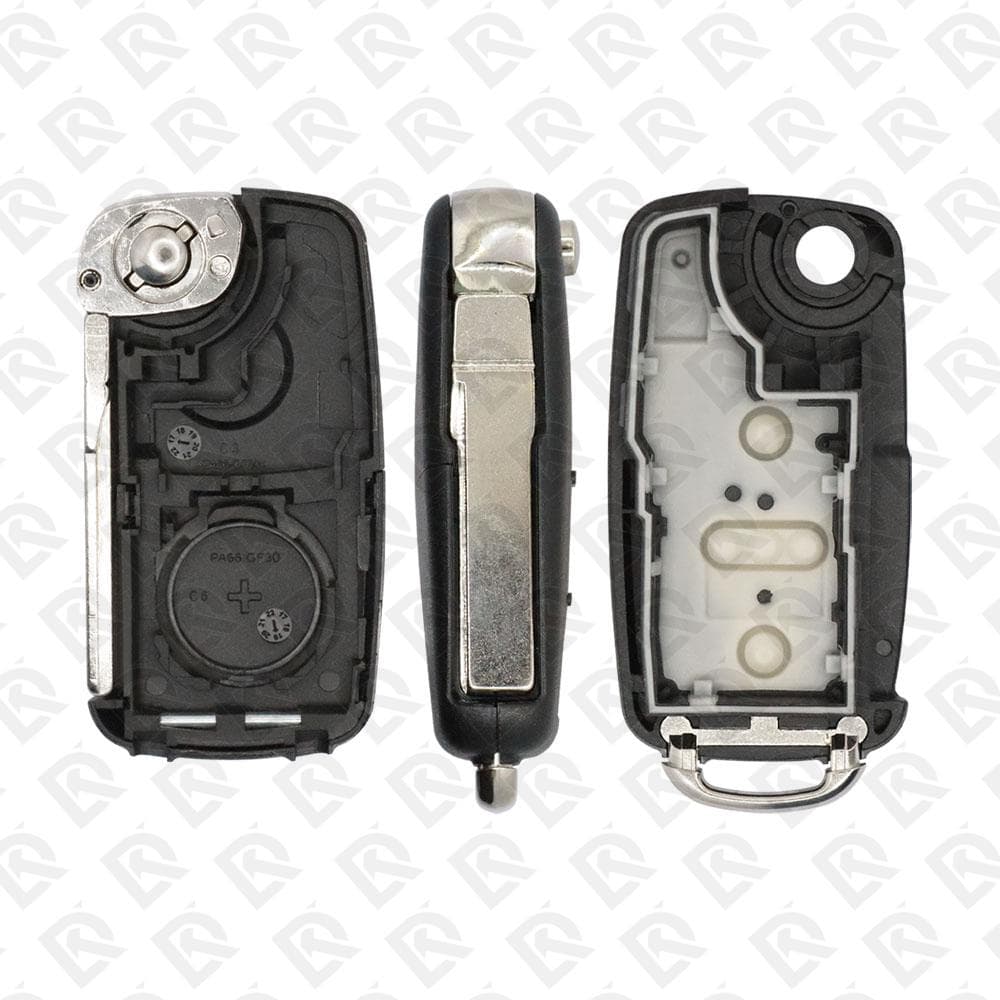 VOLKSWAGEN REMOTE HEAD FLIP KEY SHELL - 3BUTTONS HU66 BLADE - AFTERMARKET