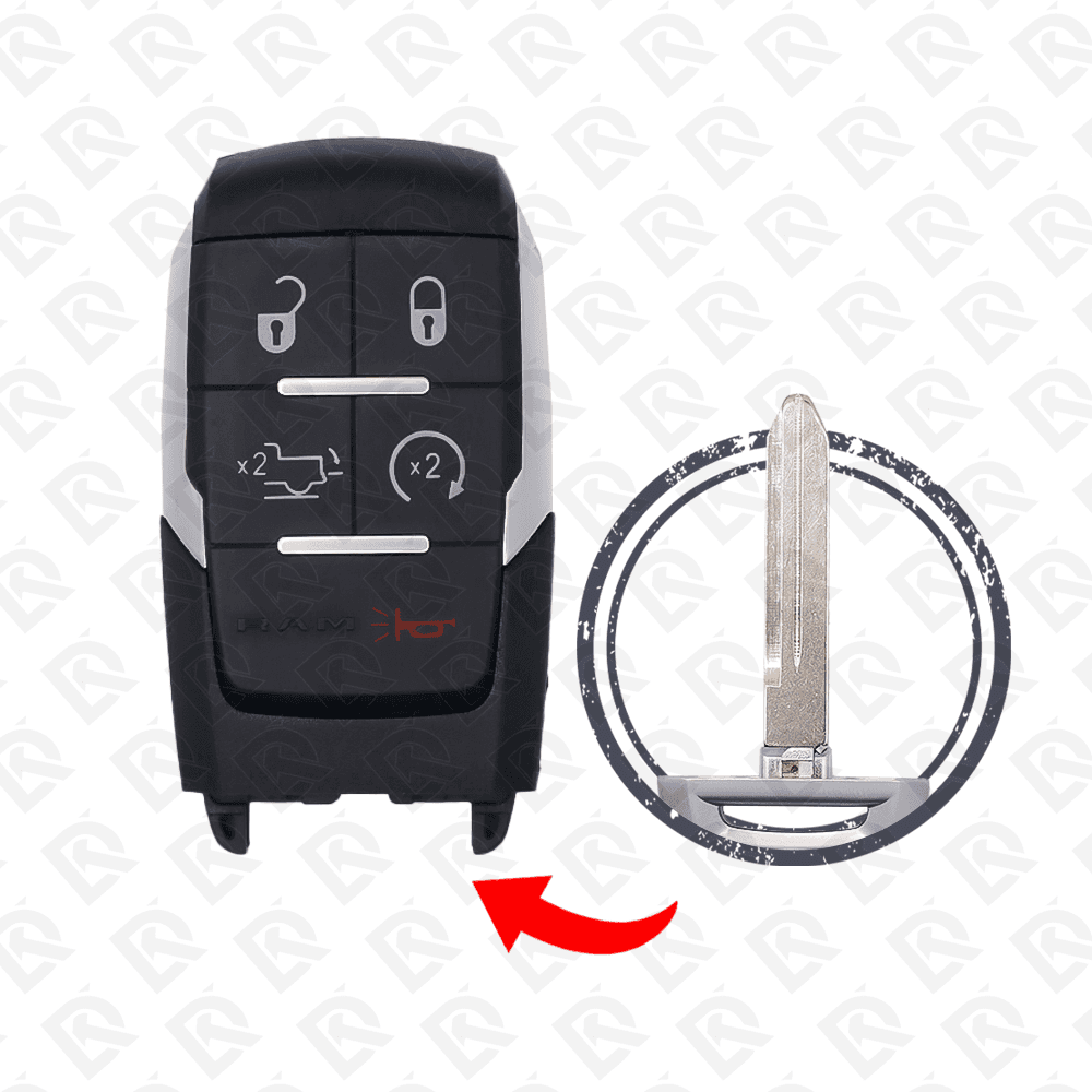 2018 - 2023 DODGE RAM SMART KEY SHELL 4+1BUTTONS - AFTERMARKET