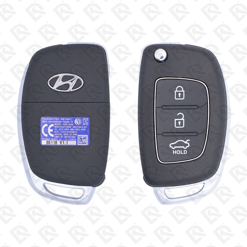2013 - 2015 HYUNDAI ACCENT FLIP REMOTE KEY - 3BUTTONS – 433MHZ - 95430-1RAB1 ORGINAL / USED