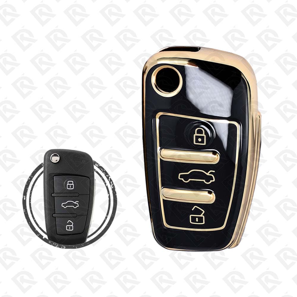 AUDI FLIP  TPU SHELL 3BUTTONS -  BLACK GOLD