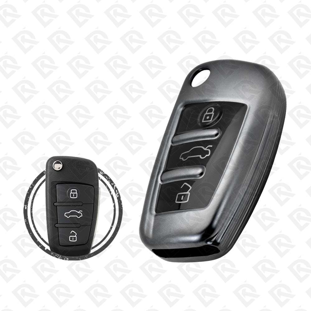 AUDI FLIP  TPU SHELL 3BUTTONS  -  BLACK METAL