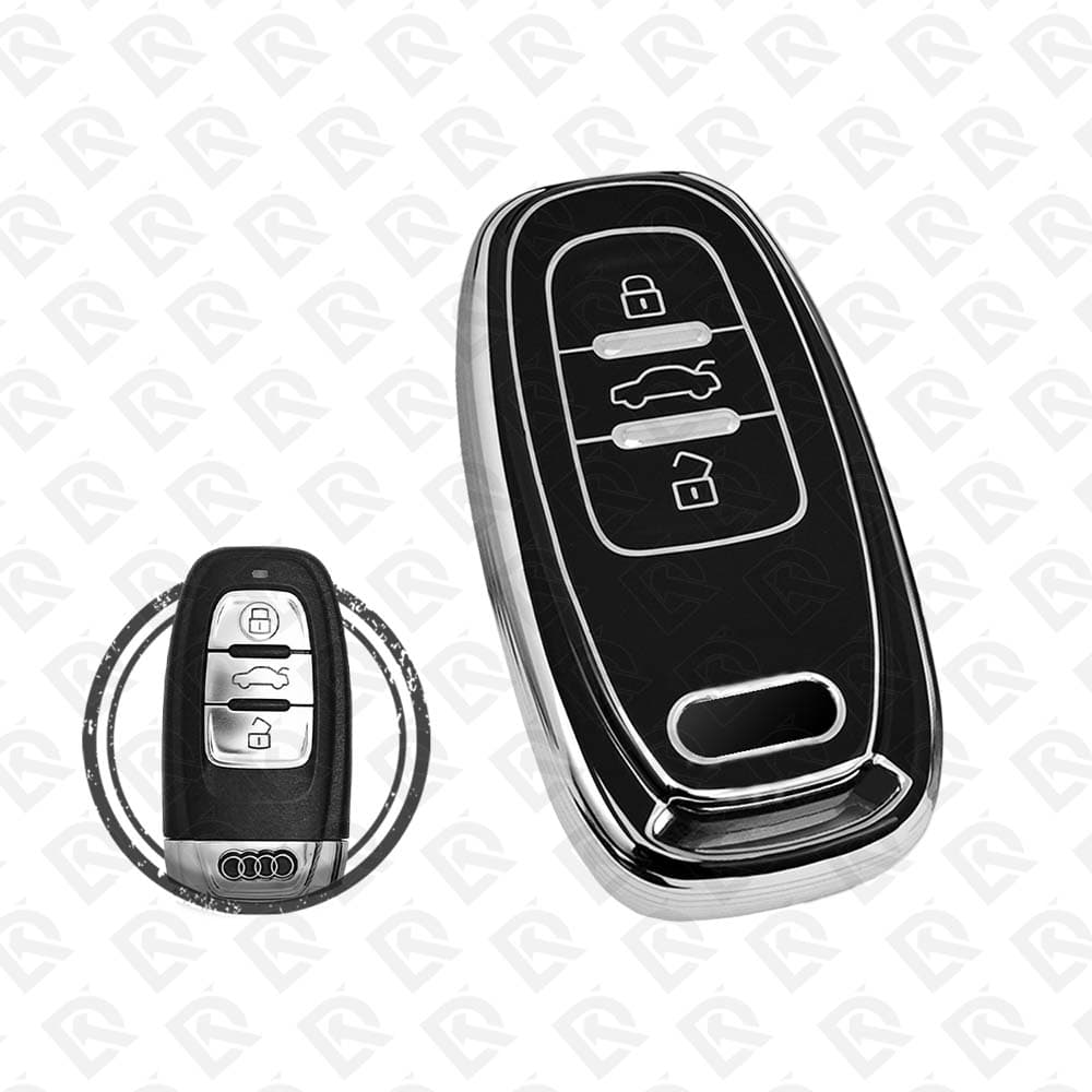 AUDI SMART  TPU SHELL 3BUTTONS  - BLACK CHROME