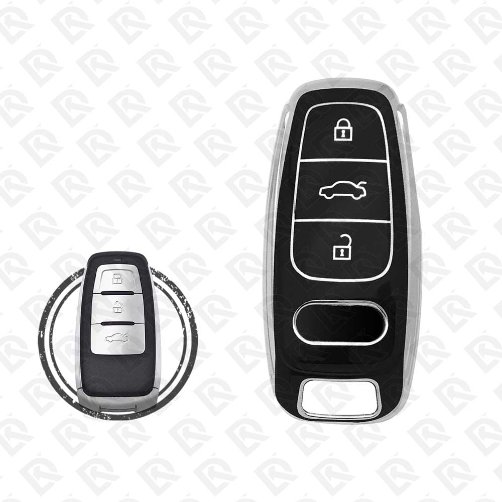 AUDI SMART TPU SHELL 3BUTTONS -  BLACK CHROME