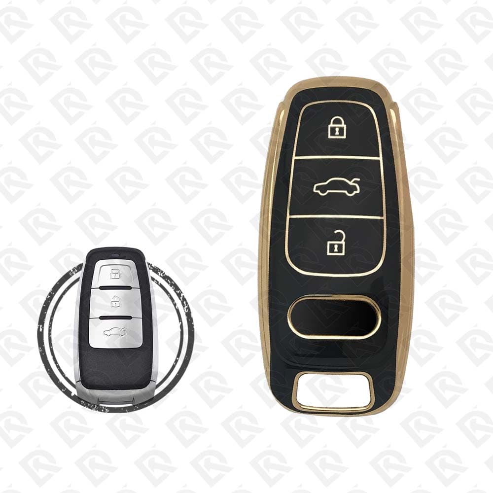 AUDI SMART TPU SHELL 3BUTTONS -  BLACK GOLD