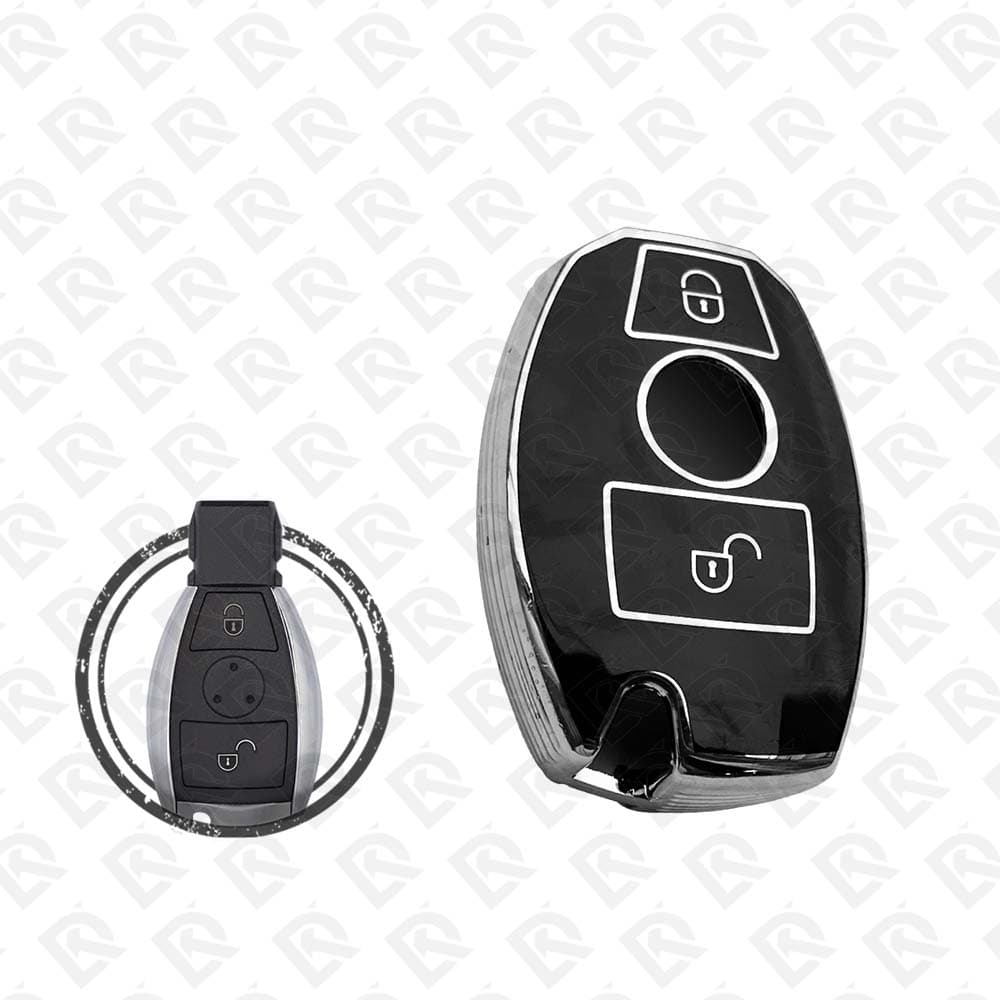 MERCEDES BENZ TPU SHELL 2BUTTONS - BLACK CHROME