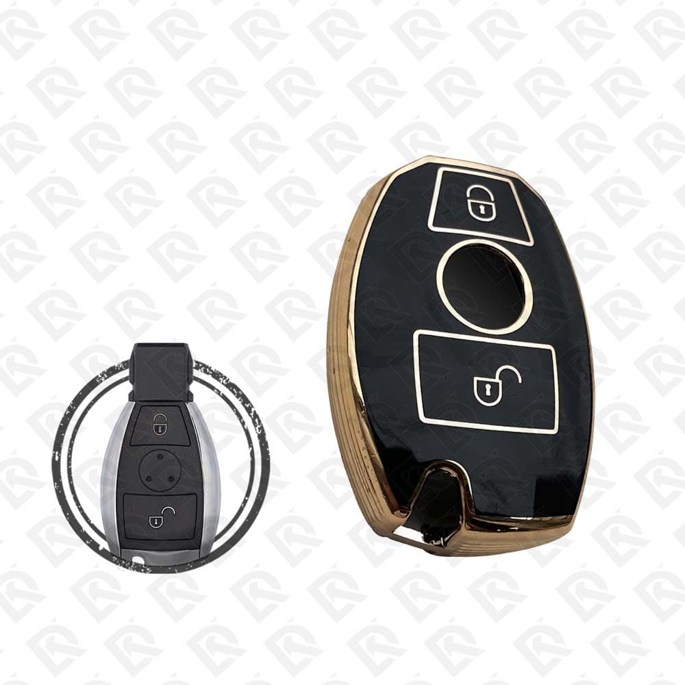 MERCEDES BENZ TPU SHELL 2BUTTONS -  BLACK GOLD