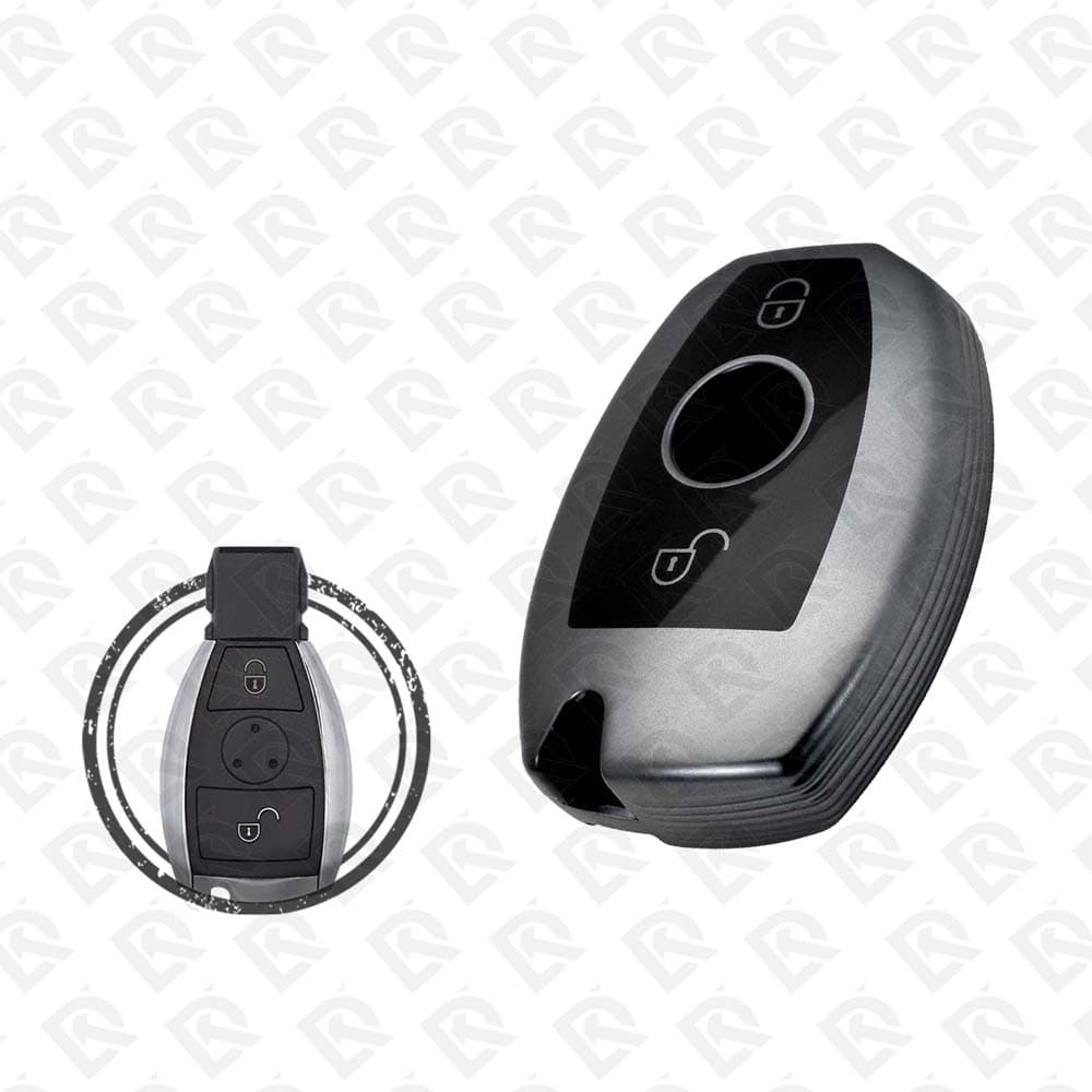 MERCEDES BENZ TPU SHELL 2BUTTONS  -  BLACK METAL