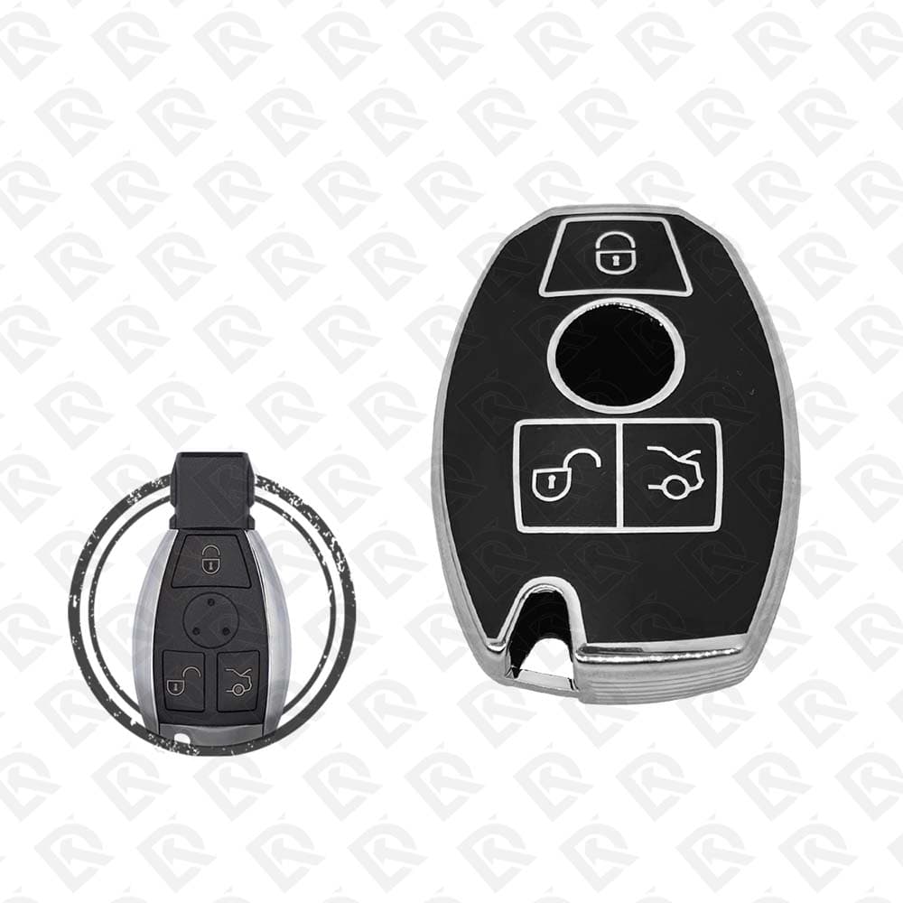 MERCEDES BENZ TPU SHELL 3BUTTONS  -  BLACK CHROME