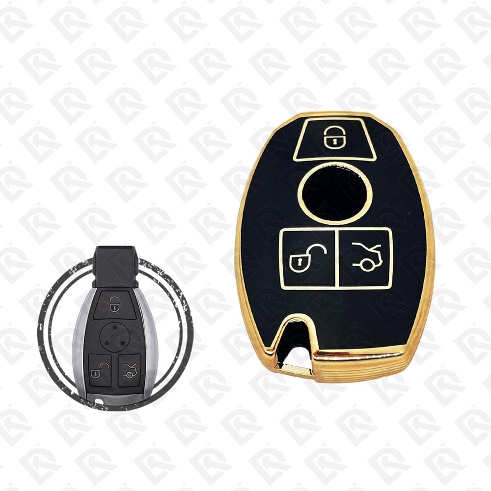 MERCEDES BENZ TPU SHELL 3BUTTONS -  BLACK GOLD