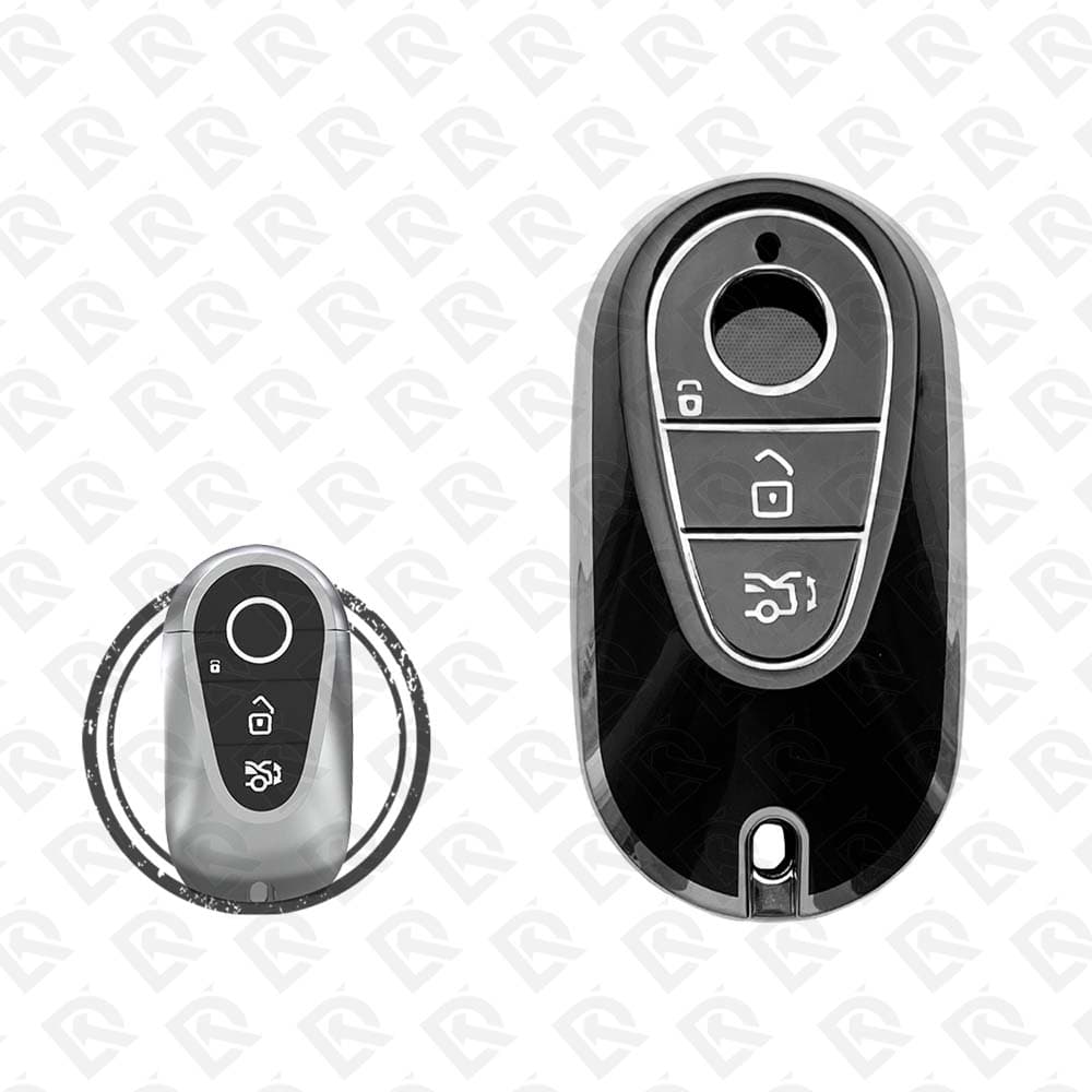 MERCEDES BENZ SMART TPU SHELL 3BUTTONS - BLACK CHROME