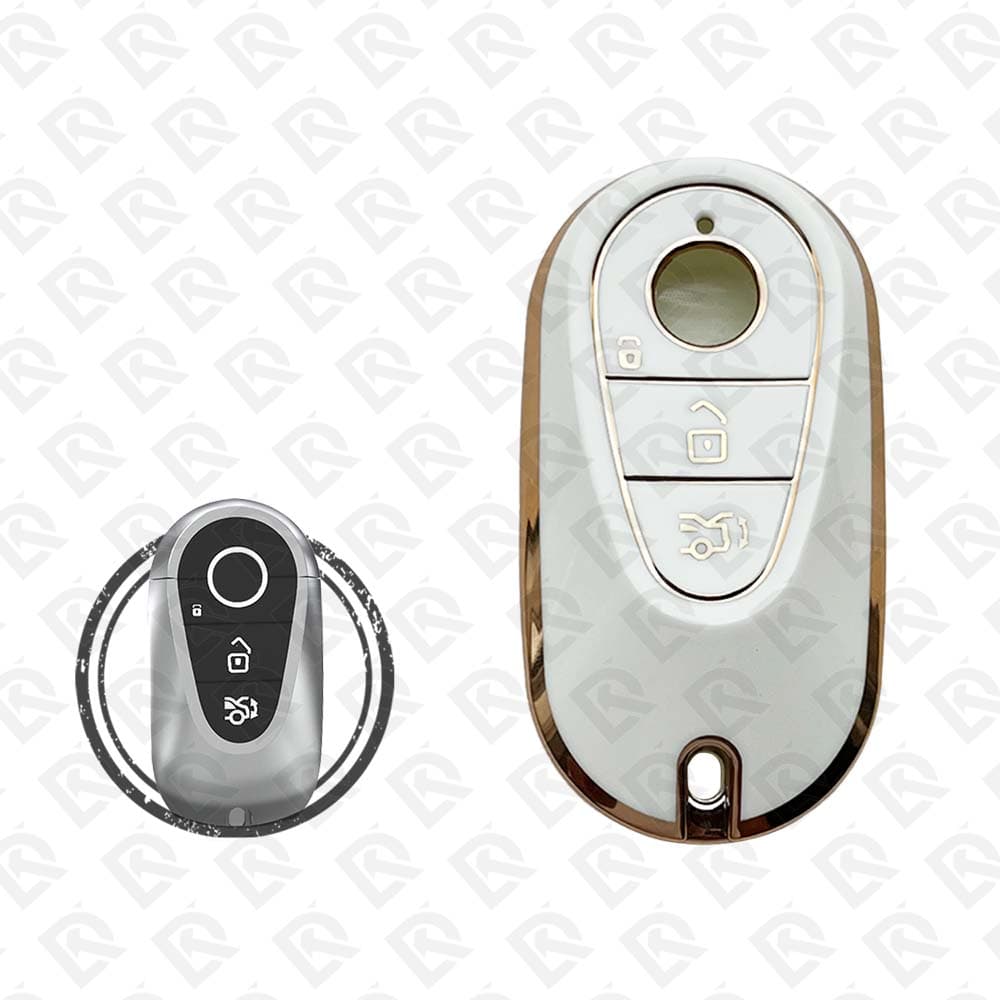 MERCEDES BENZ SMART TPU SHELL 3BUTTONS - WHITE GOLD