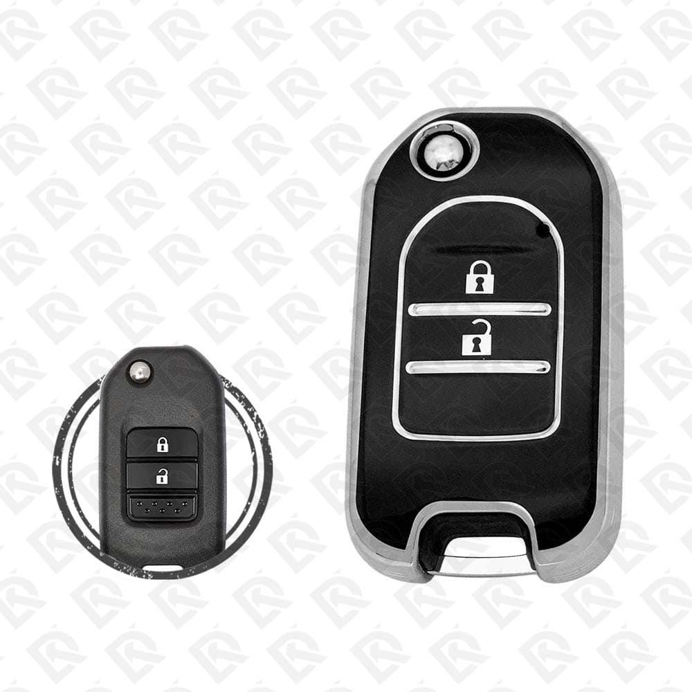 HONDA FLIP TPU SHELL 2BUTTONS  -  BLACK CHROME