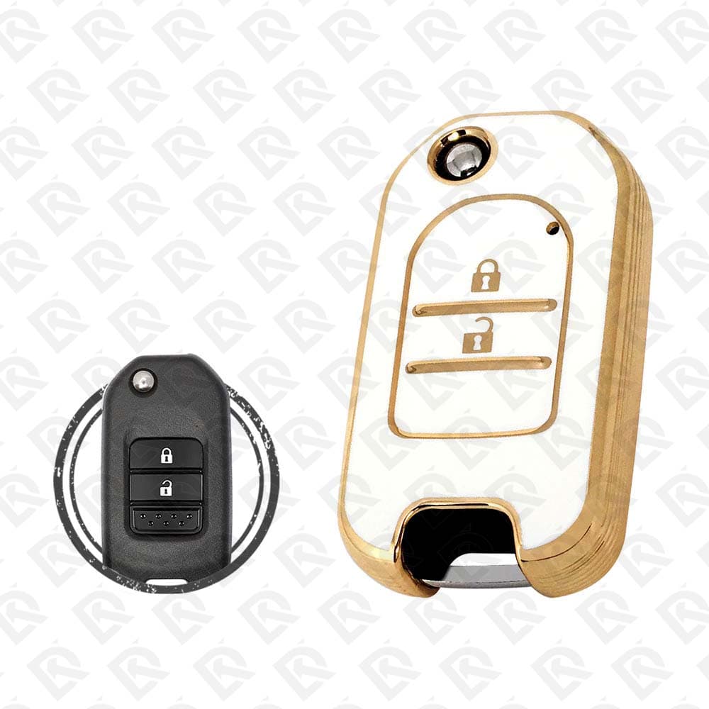 HONDA FLIP MOTOR TPU SHELL 2BUTTONS  -  WHITE GOLD