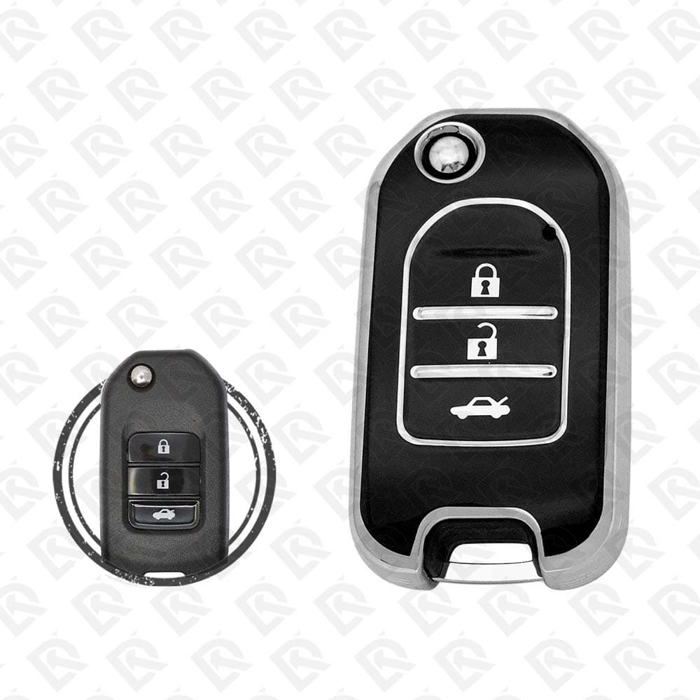 HONDA FLIP TPU SHELL 3BUTTONS  -  BLACK CHROME