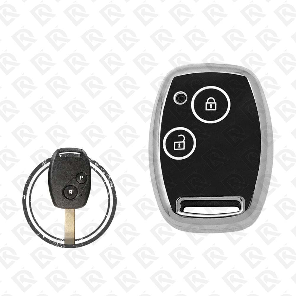 HONDA REMOTE TPU SHELL 2BUTTONS -  BLACK CHROME