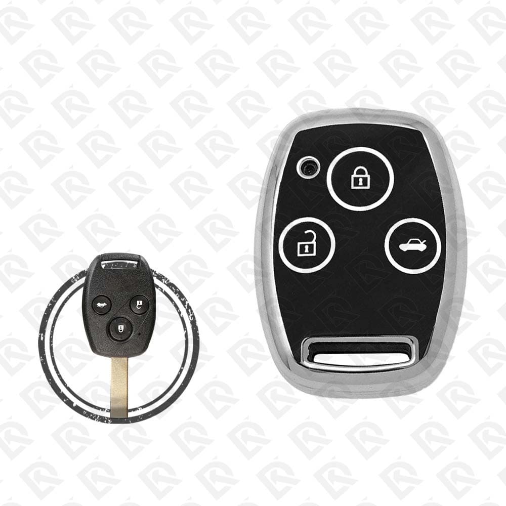 HONDA REMOTE TPU SHELL 3BUTTONS  -  BLACK CHROME