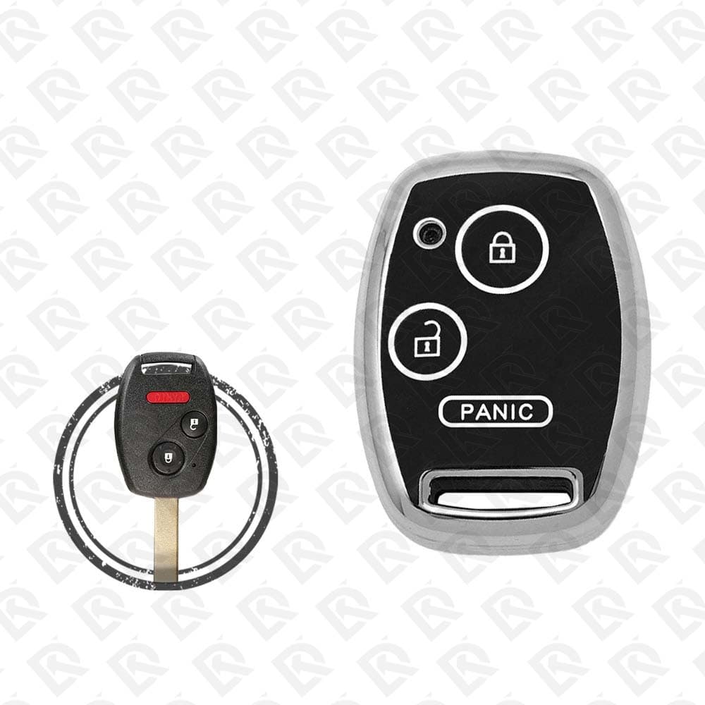 HONDA REMOTE TPU SHELL 3BUTTONS  -  BLACK CHROME