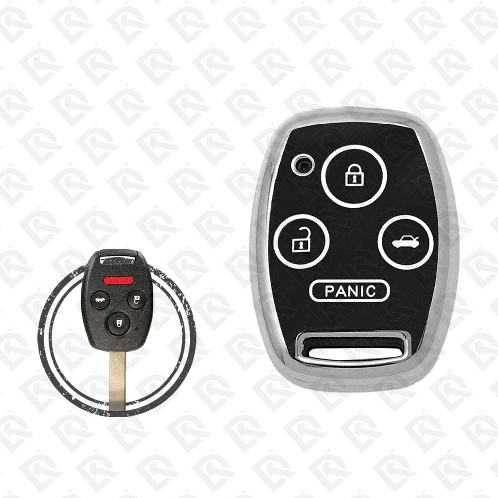 HONDA REMOTE TPU SHELL 4BUTTONS -  BLACK CHROME