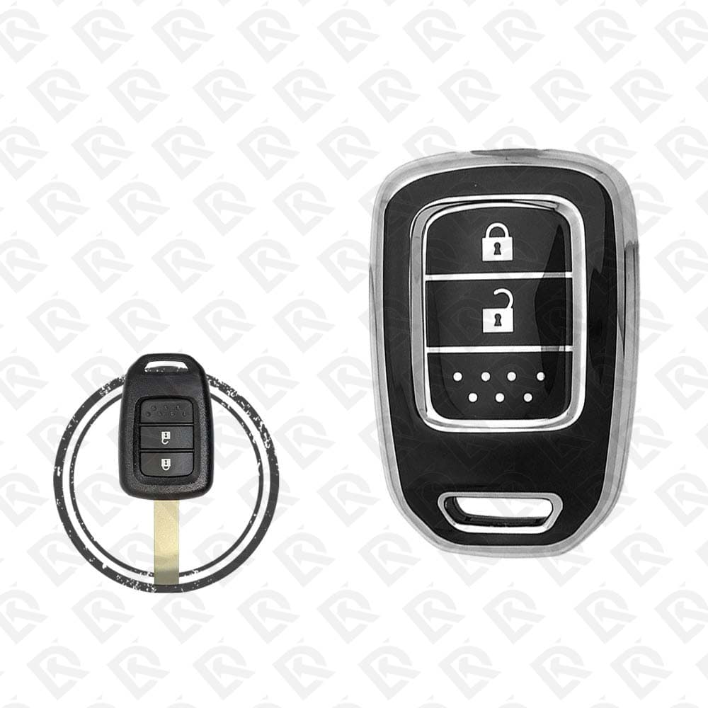 HONDA REMOTE TPU SHELL 2BUTTONS  -  BLACK CHROME