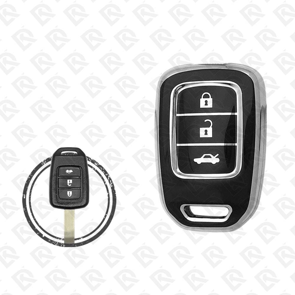 HONDA REMOTE TPU SHELL 3BUTTONS  -  BLACK CHROME