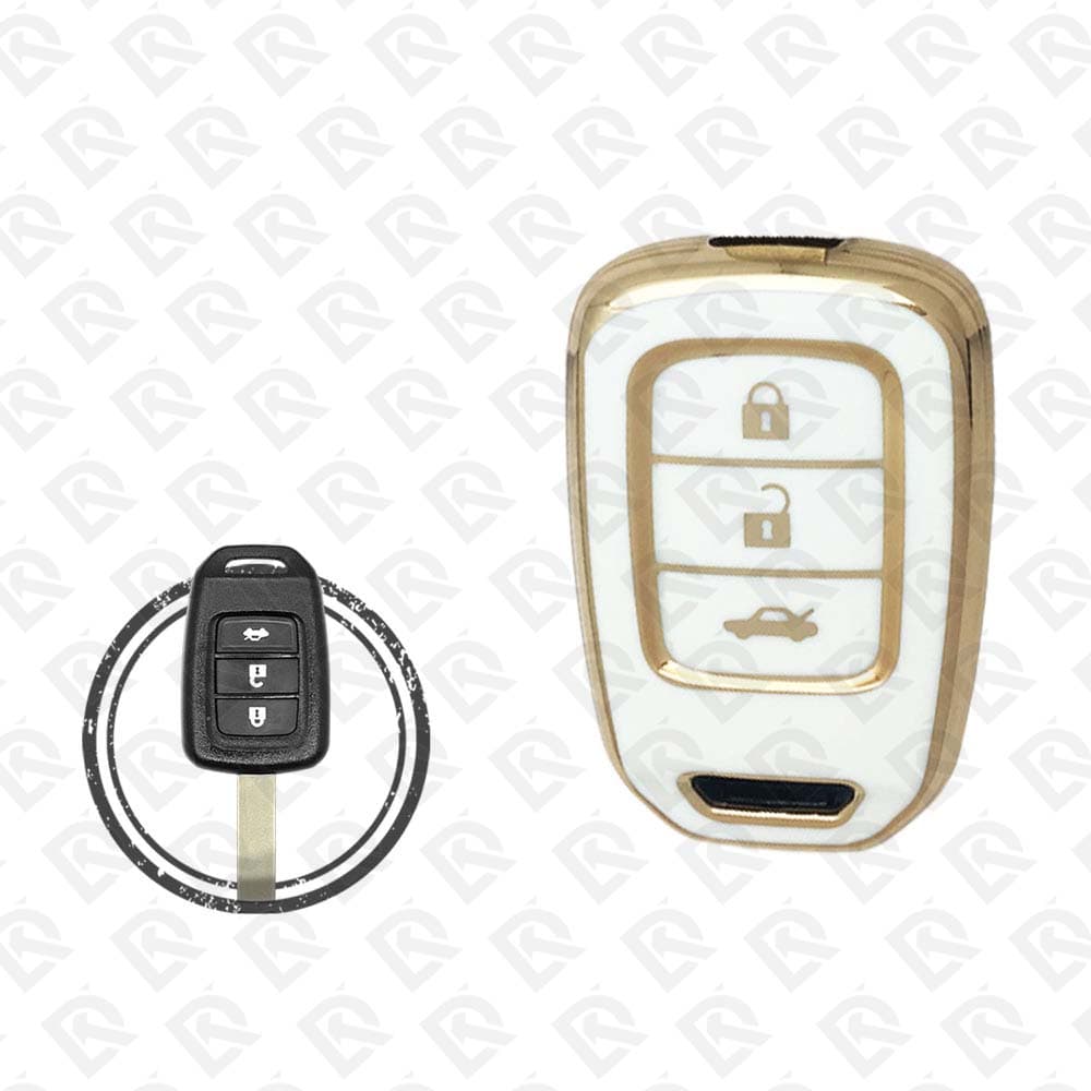 HONDA REMOTE TPU SHELL 3BUTTONS  -  WHITE GOLD