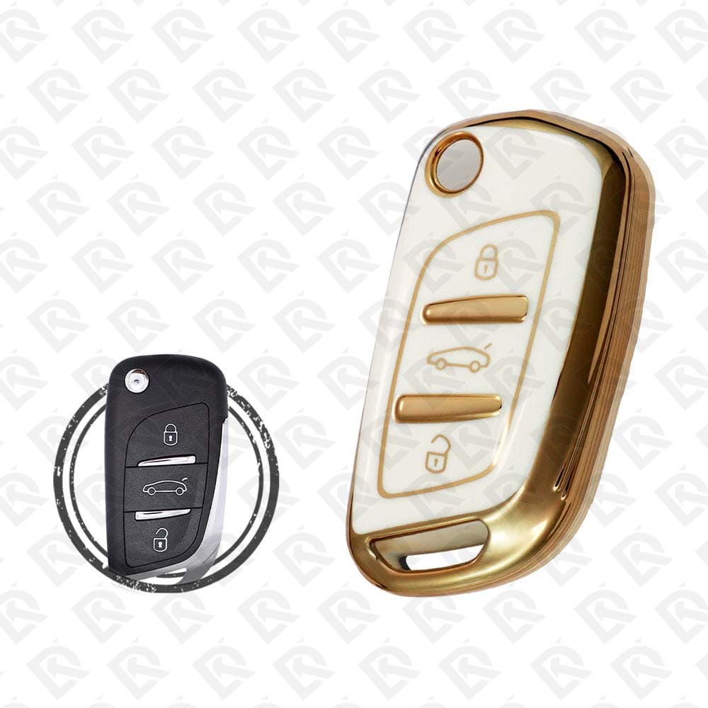 PEUGEOT FLIP TPU SHELL 3BUTTONS - WHITE GOLD