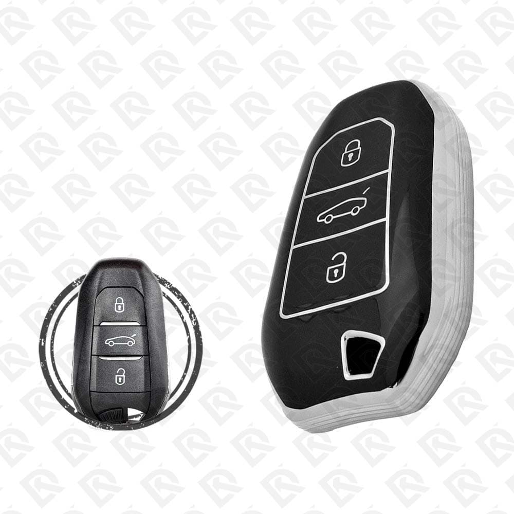 PEUGEOT SMART TPU SHELL 3BUTTONS - BLACK CHROME 