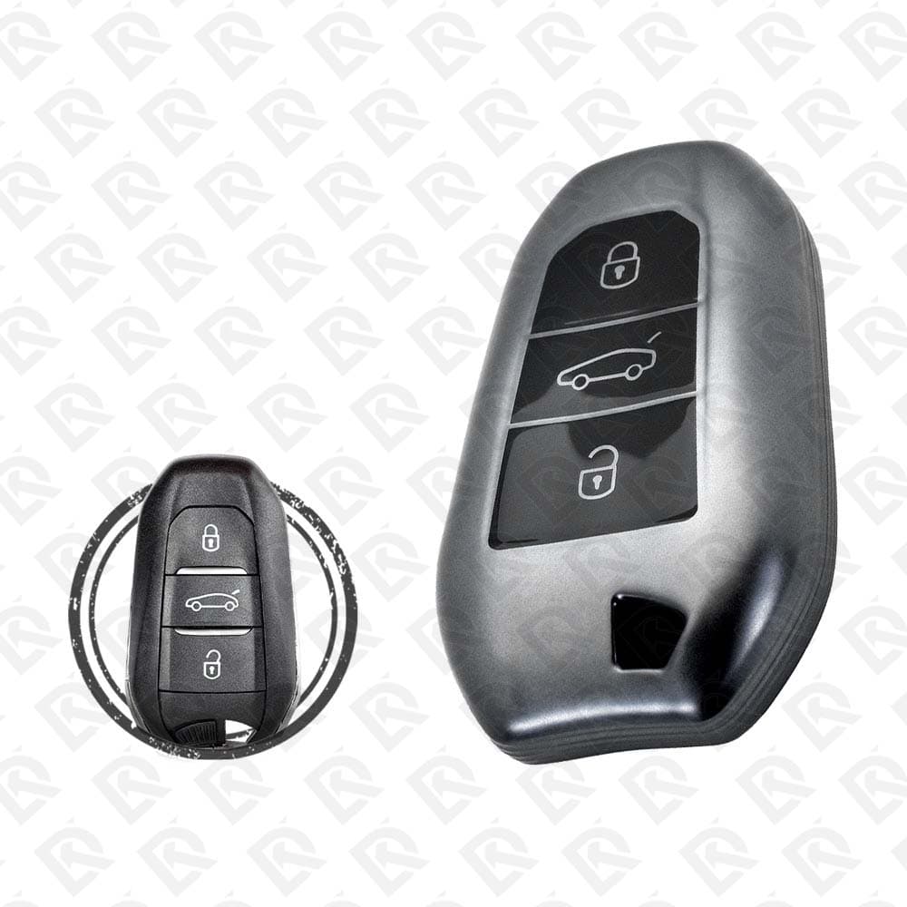 PEUGEOT SMART TPU SHELL 3BUTTONS - BLACK METAL