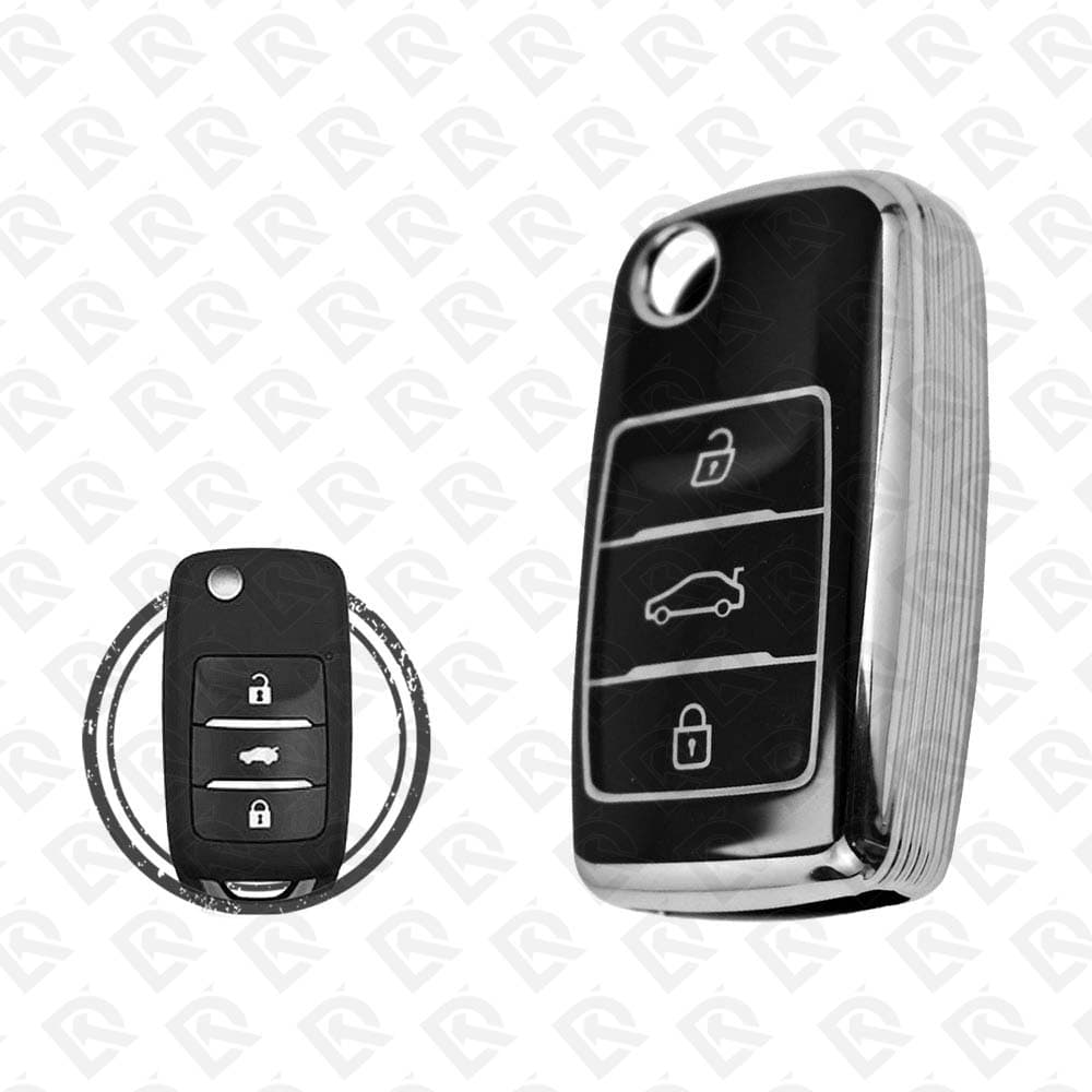 CHANGAN FLIP TPU SHELL 3BUTTONS  -  BLACK CHROME 