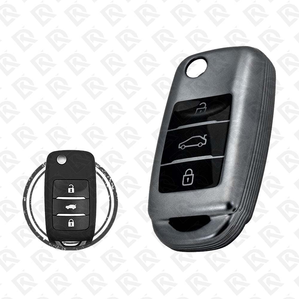 CHANGAN FLIP TPU SHELL 3BUTTONS  -  BLACK METAL