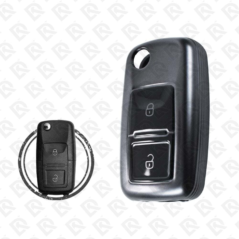 VOLKSWAGEN FLIP TPU SHELL 2BUTTONS  -  BLACK METAL