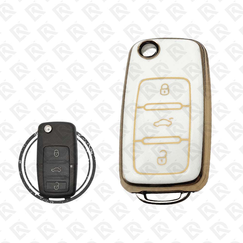 VOLKSWAGEN 3BUTTONS TPU SHELL  -  WHITE GOLD