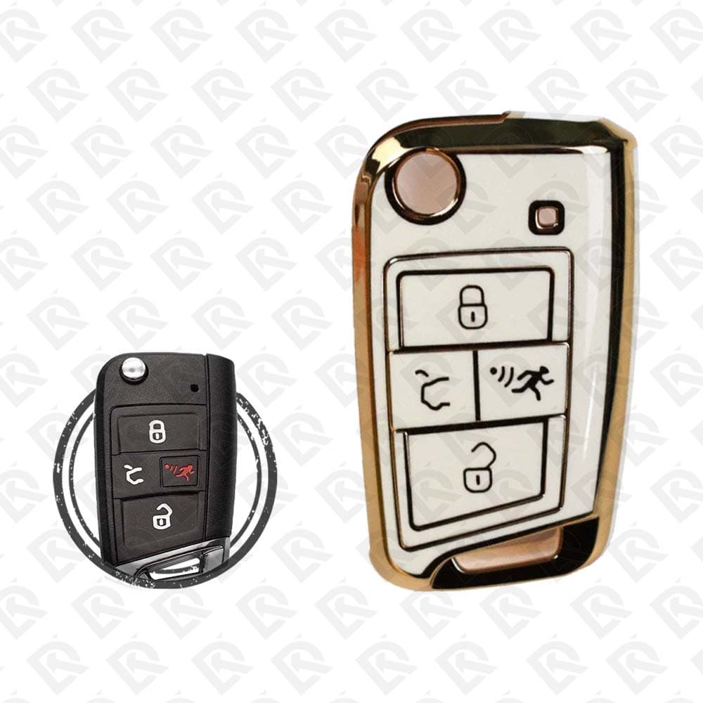 VOLKSWAGEN FLIP TPU SHELL 3BUTTONS  -  WHITE GOLD
