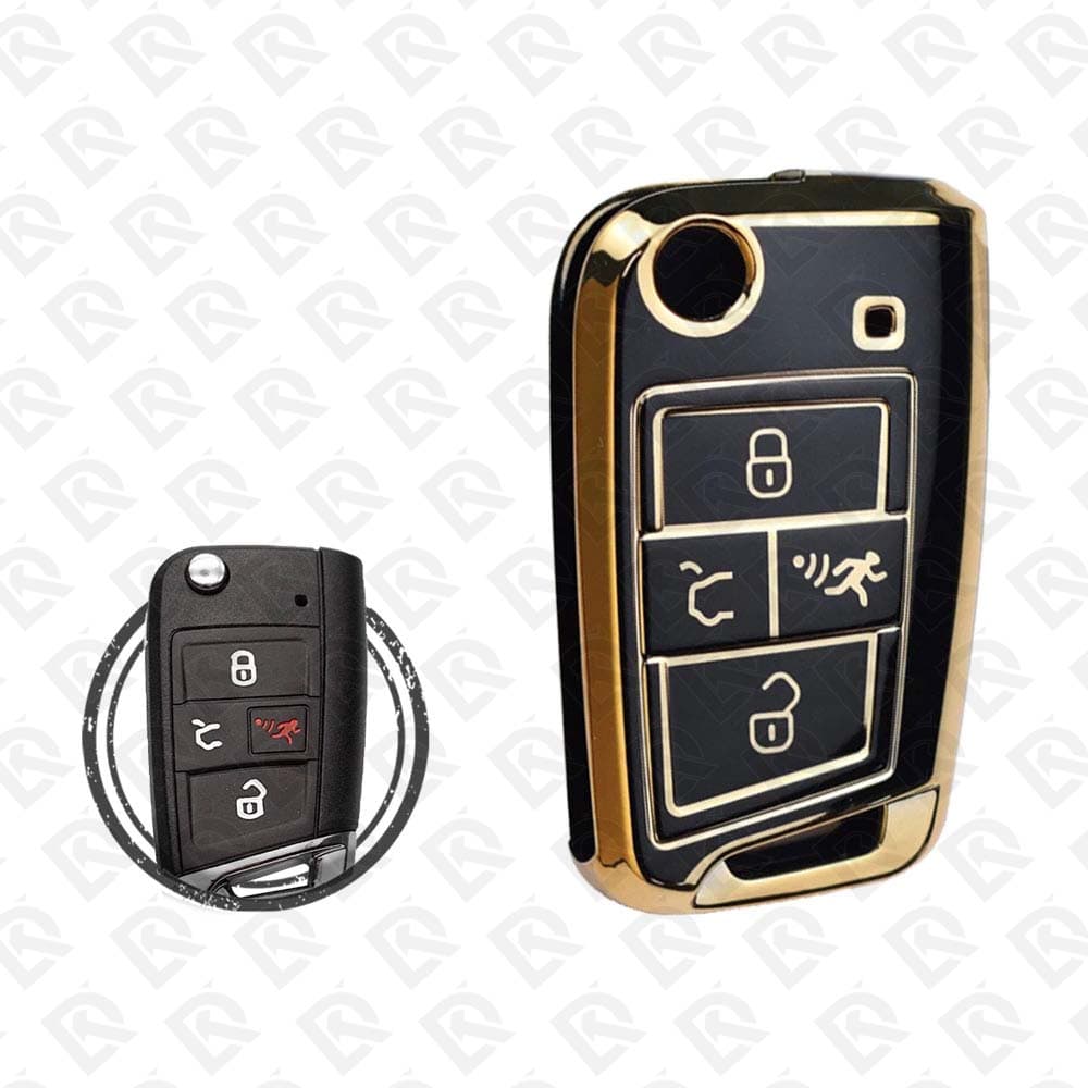 VOLKSWAGEN FLIP TPU SHELL 4BUTTONS  -  BLACK GOLD