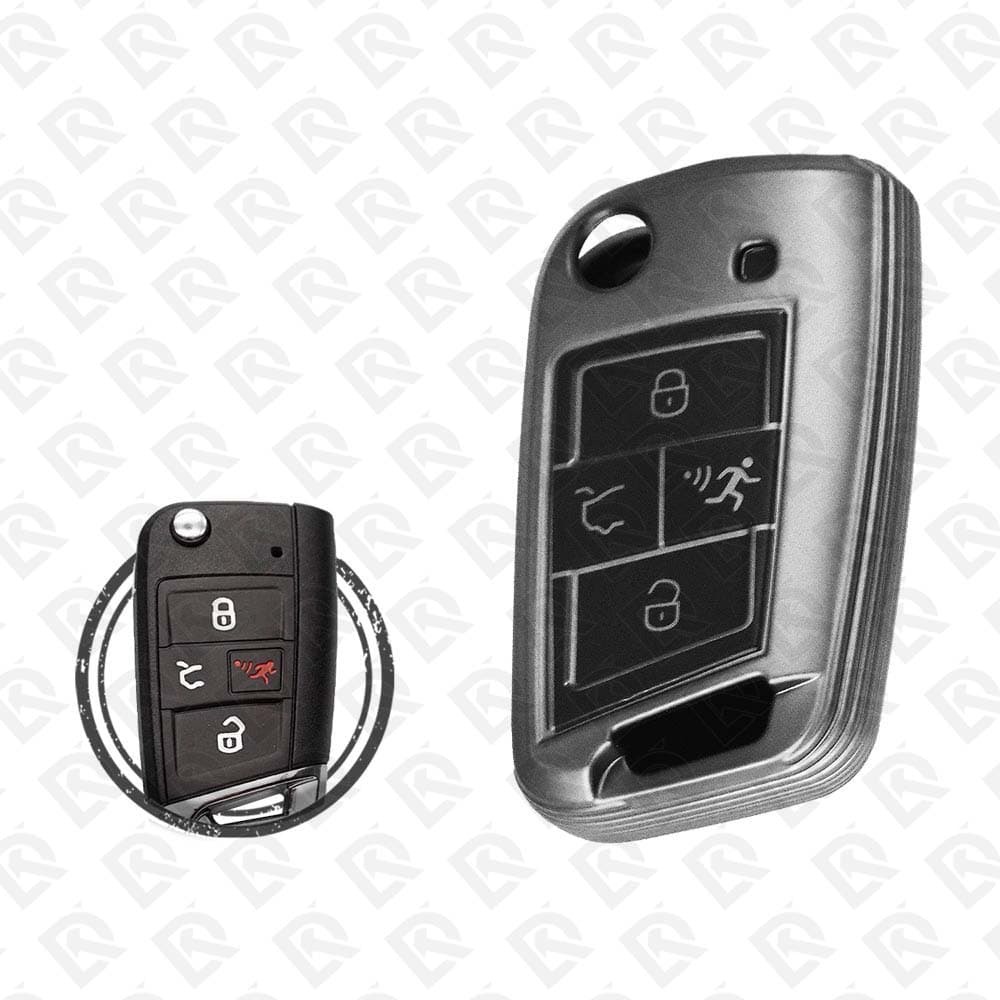 VOLKSWAGEN FLIP TPU SHELL 4BUTTONS  -  BLACK METAL