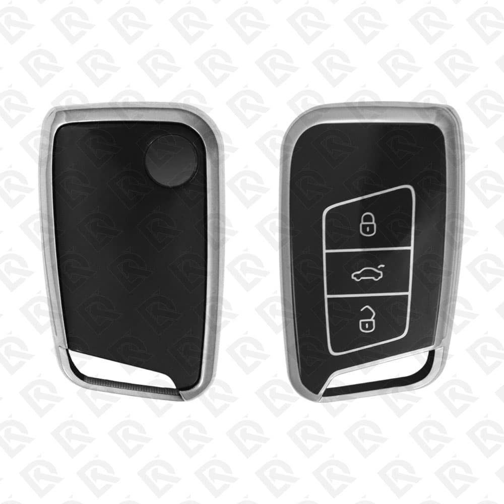 VOLKSWAGEN SMART TPU SHELL 4BUTTONS  -  BLACK CHROME 